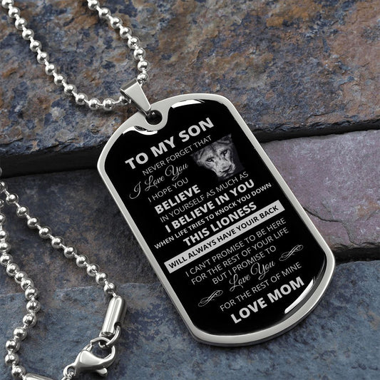 Dog Tag To My Son From Mom Silver
