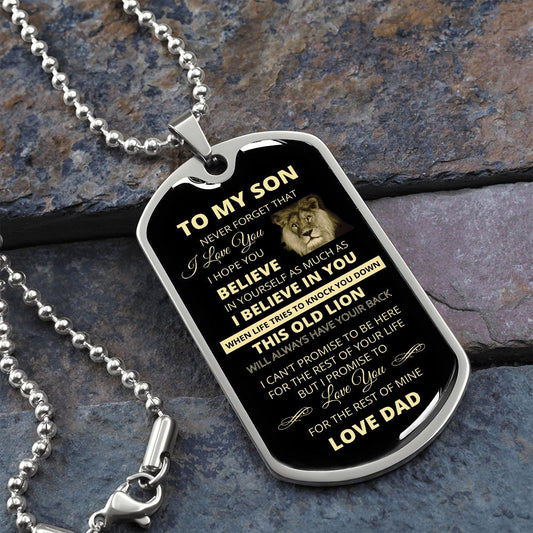 DOG TAG TO MY SON FROM DAD GOLD