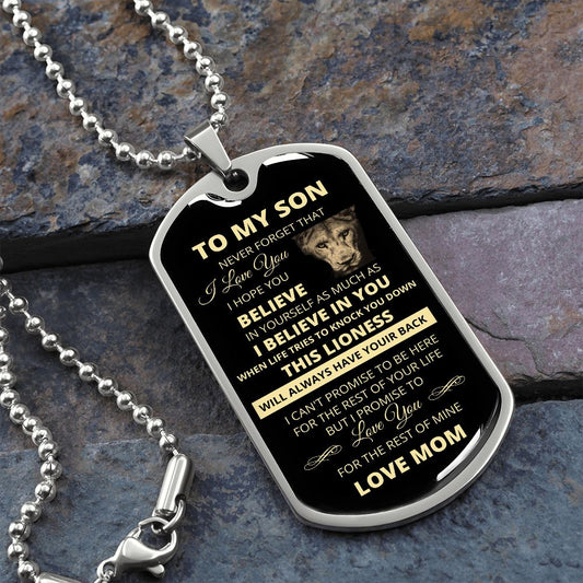 Dog Tag To My Son Love Mom