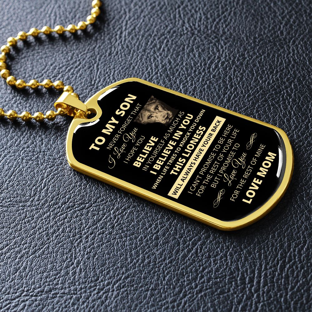 Dog Tag To My Son Love Mom