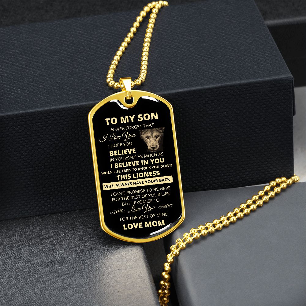 Dog Tag To My Son Love Mom