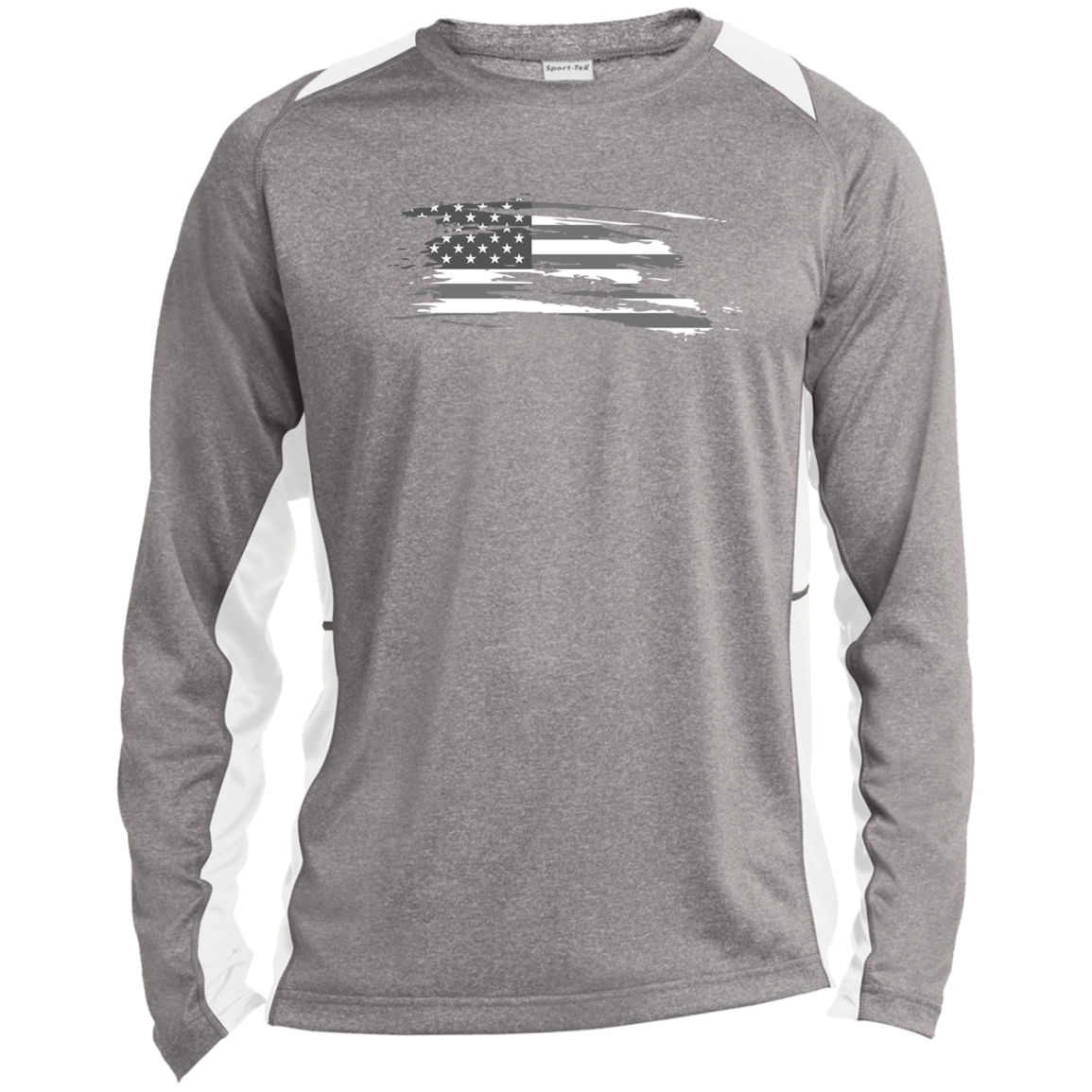 Long Sleeve USA  Heather Color block Performance Tee