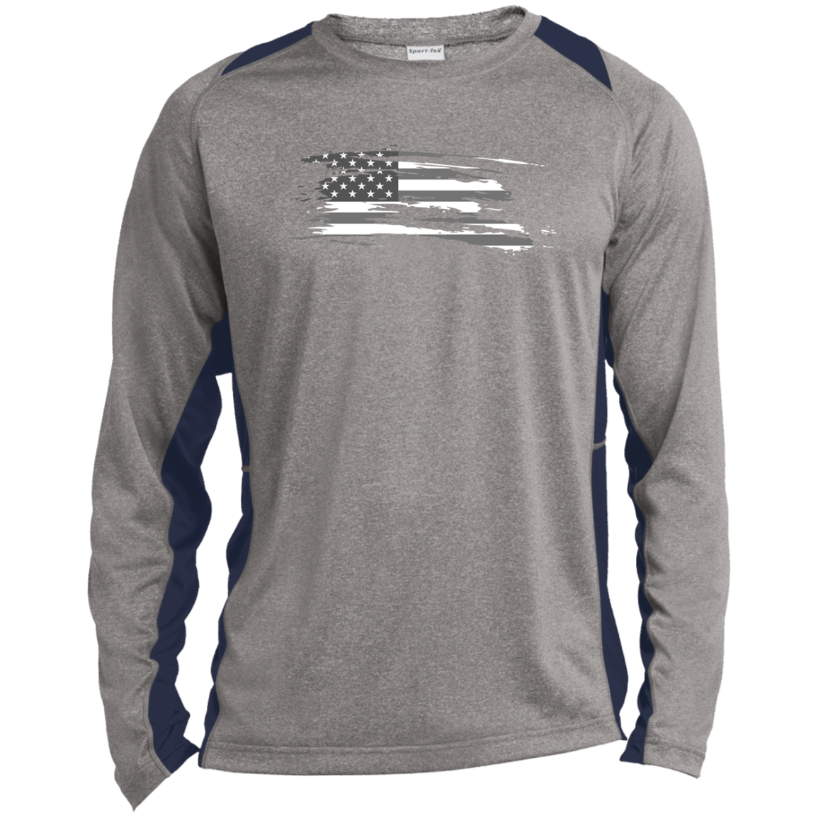 Long Sleeve USA  Heather Color block Performance Tee