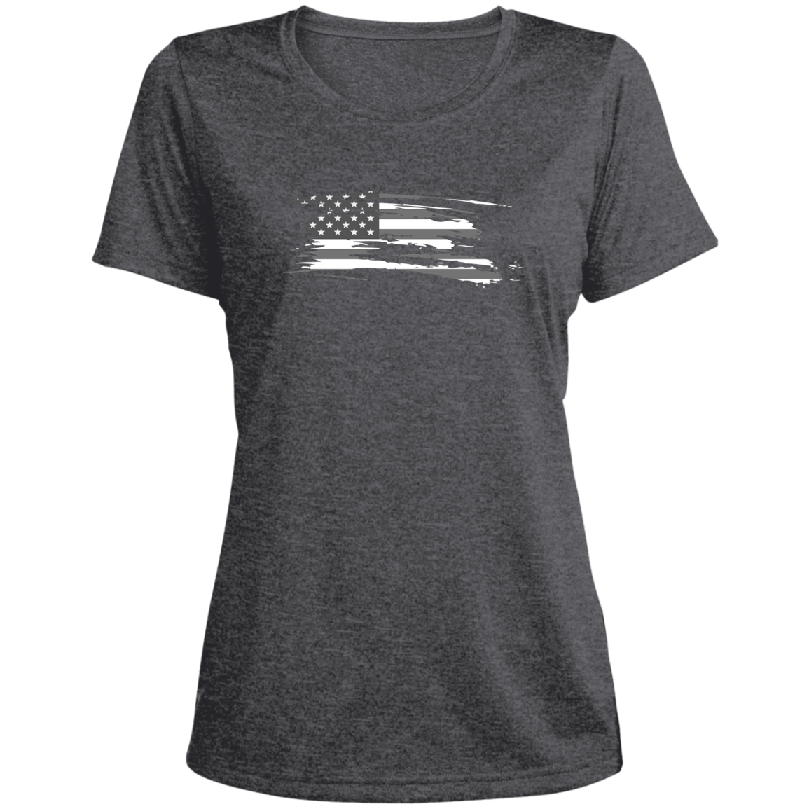 Ladies' USA Heather Scoop Neck Performance Tee