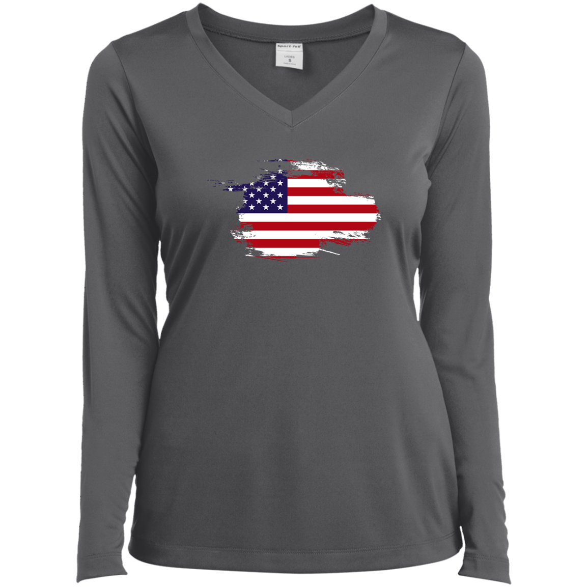 Ladies’ Flag Long Sleeve Performance V-Neck Tee