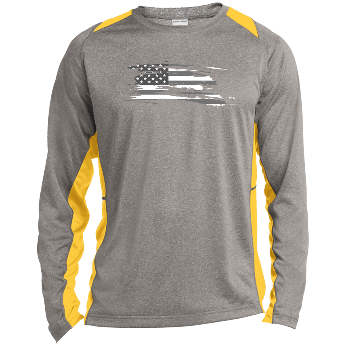 Long Sleeve USA  Heather Color block Performance Tee