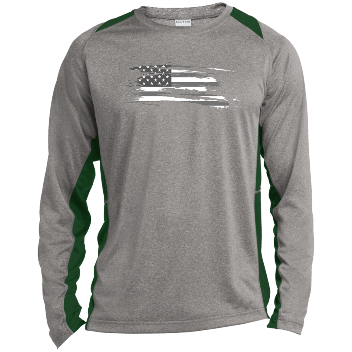 Long Sleeve USA  Heather Color block Performance Tee