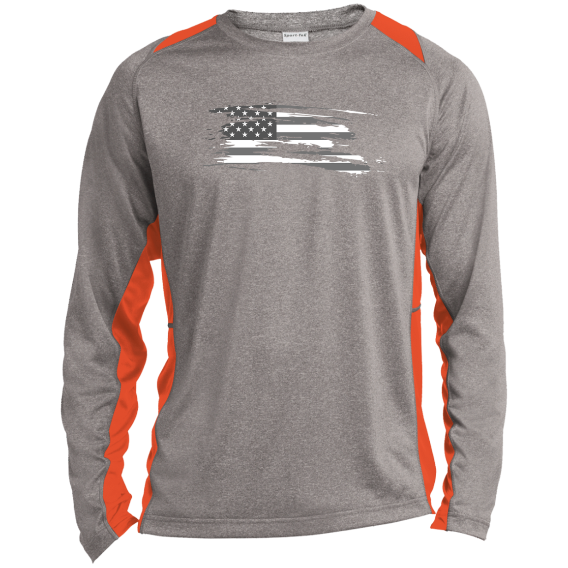 Long Sleeve USA  Heather Color block Performance Tee