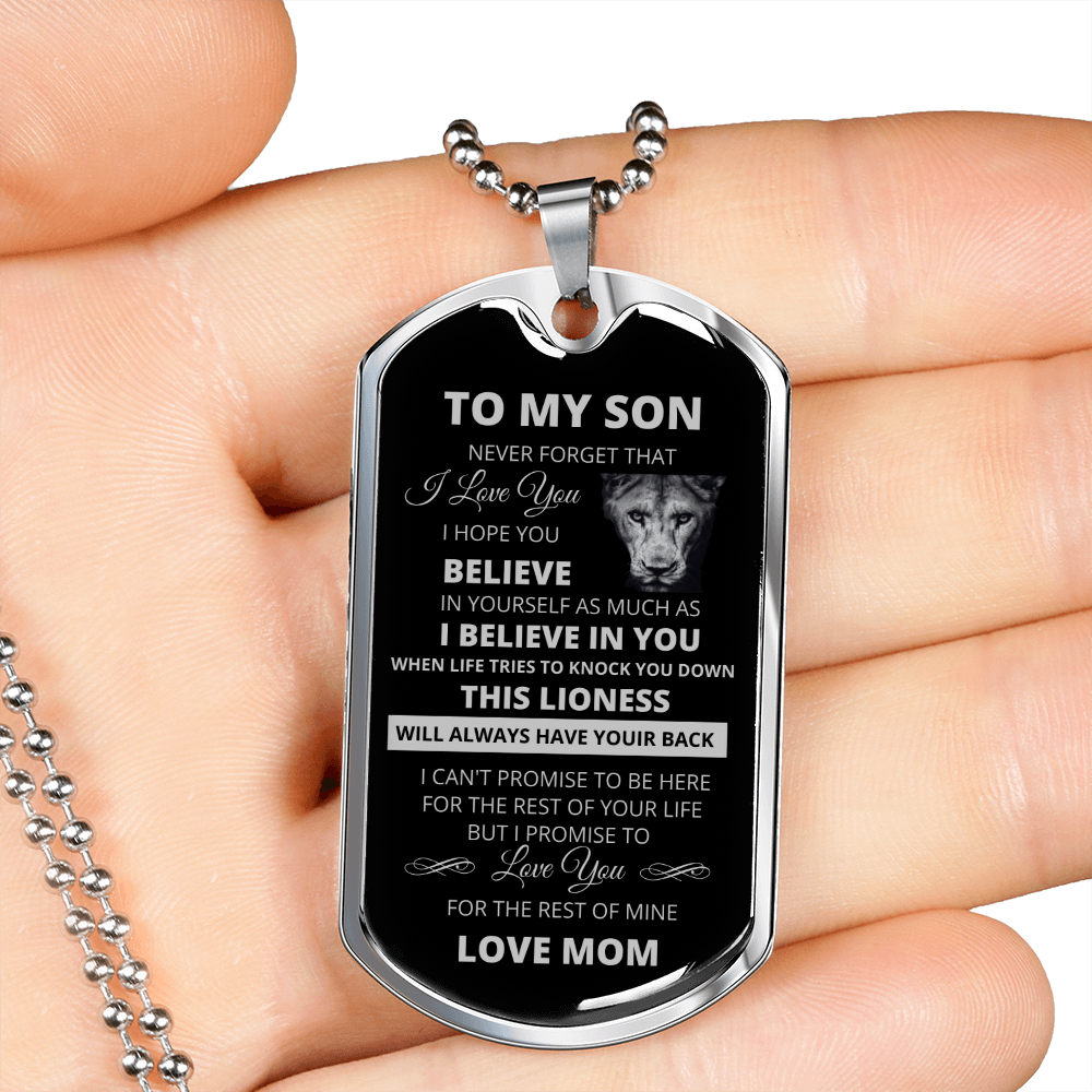 Dog Tag To My Son From Mom Silver