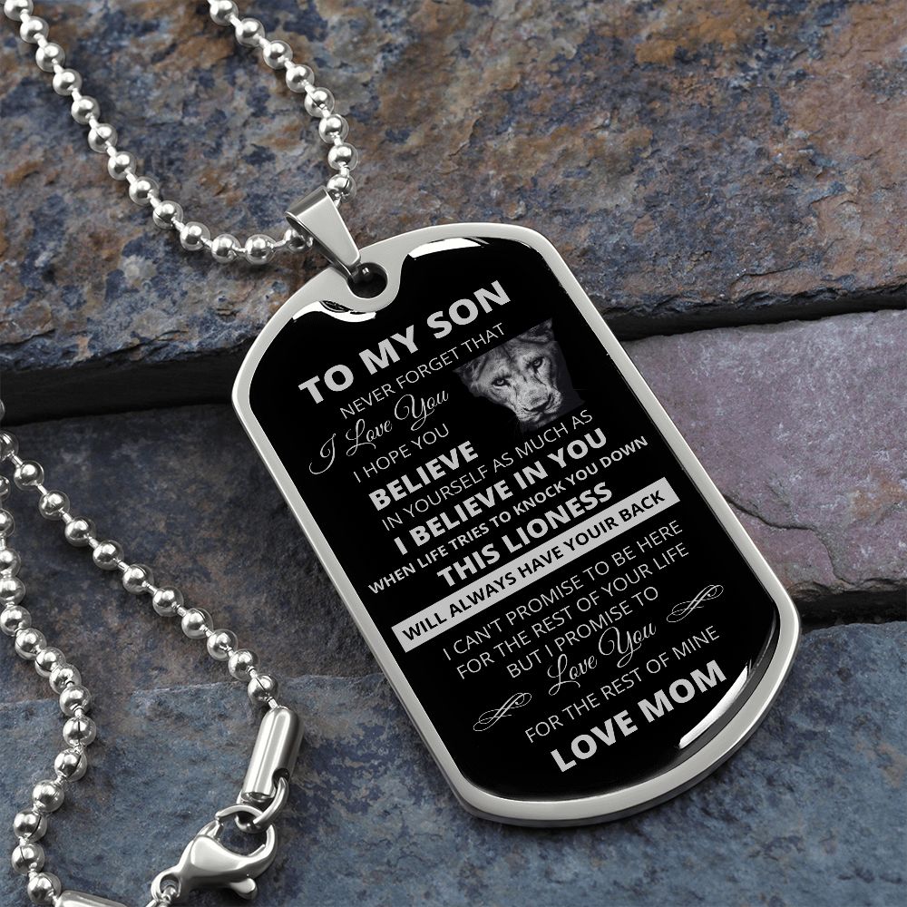 Dog Tag To My Son From Mom Silver