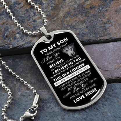 DOG TAG TO MY SON LOVE MOM