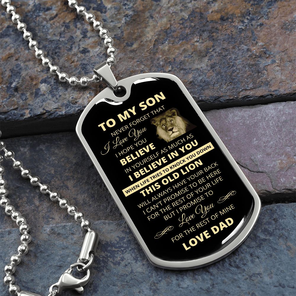 DOG TAG TO MY SON FROM DAD GOLD