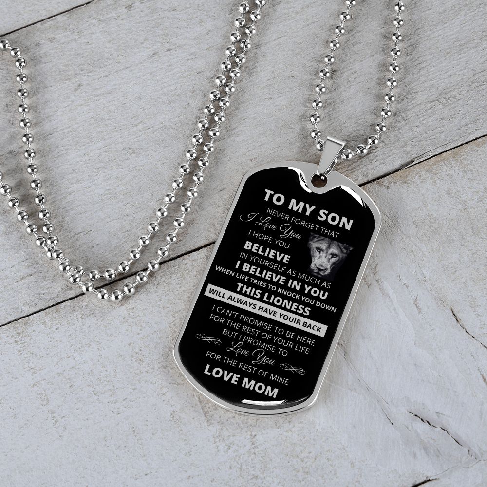 Dog Tag To My Son From Mom Silver