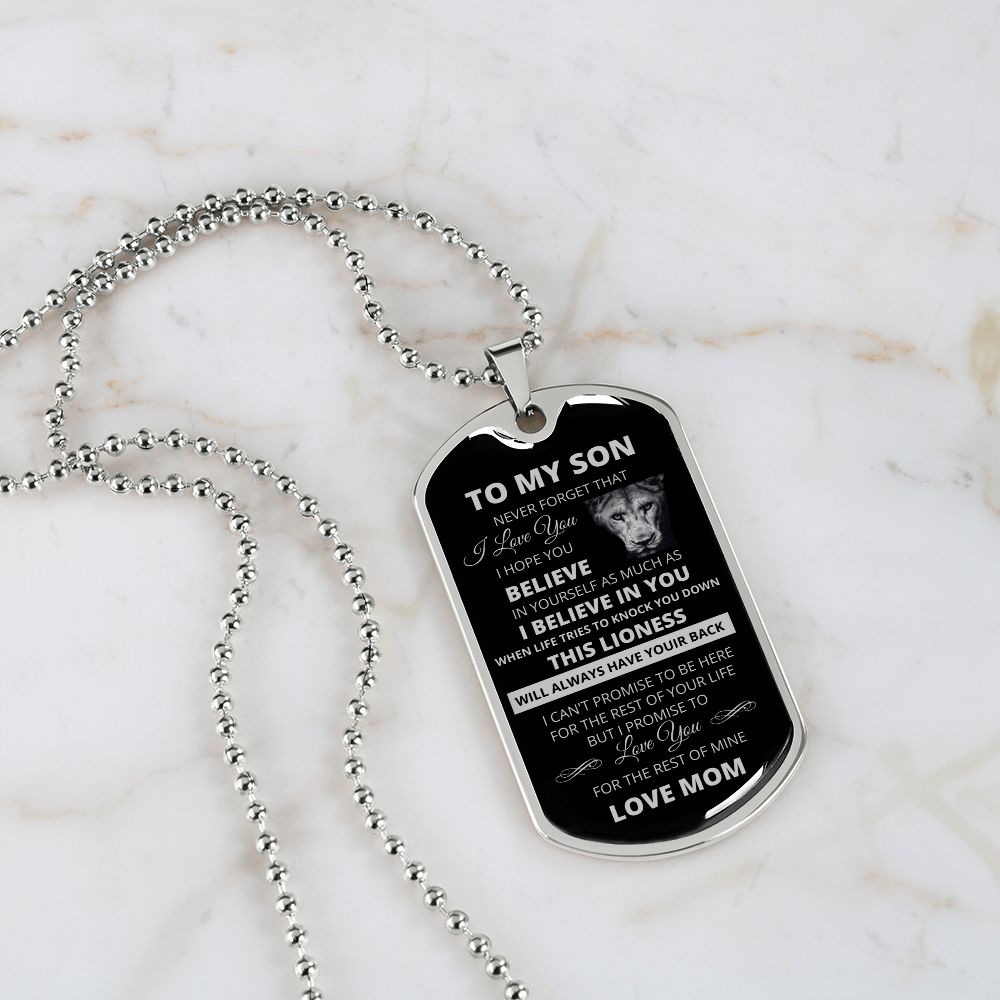 Dog Tag To My Son From Mom Silver