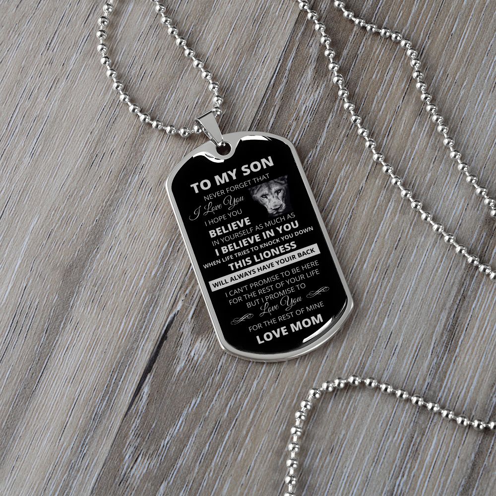 Dog Tag To My Son From Mom Silver