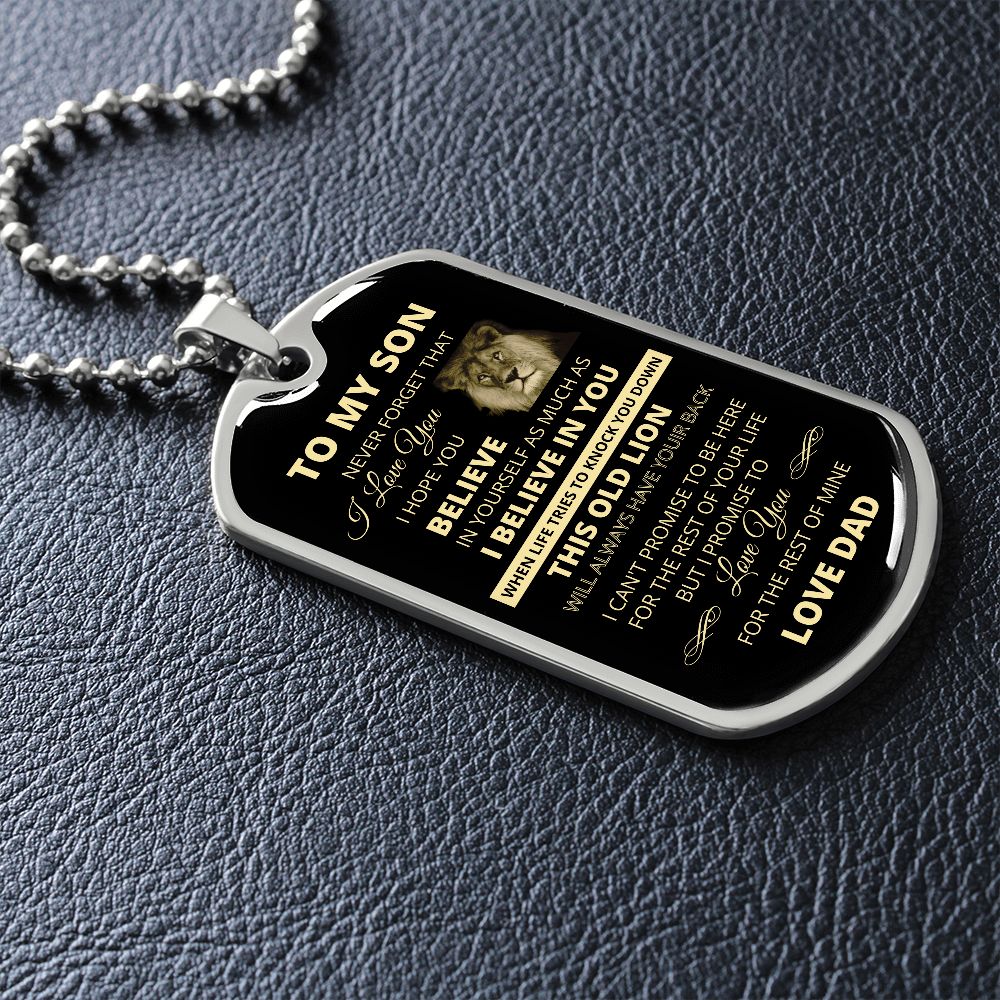 DOG TAG TO MY SON FROM DAD GOLD
