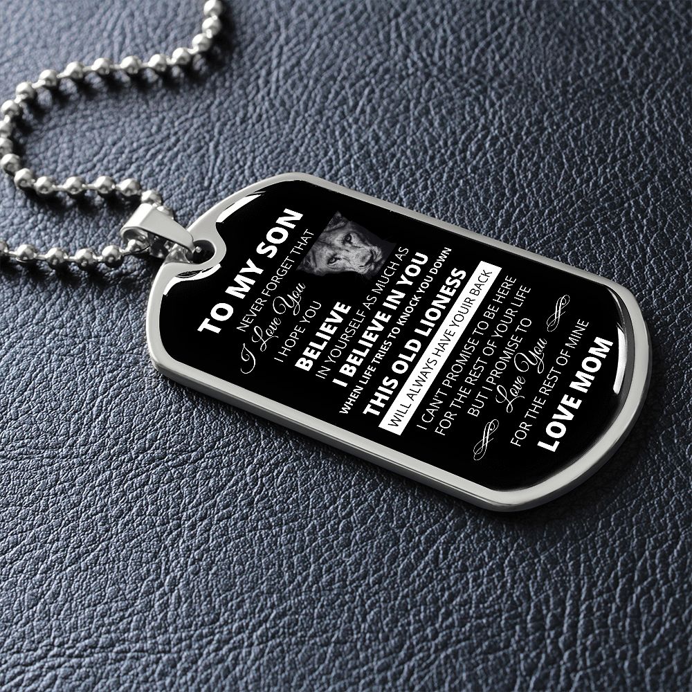 DOG TAG TO MY SON LOVE MOM