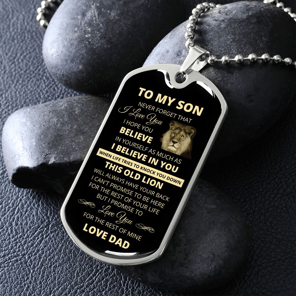 DOG TAG TO MY SON FROM DAD GOLD