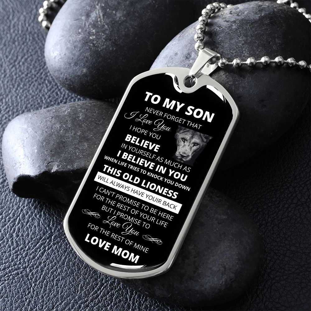 DOG TAG TO MY SON LOVE MOM