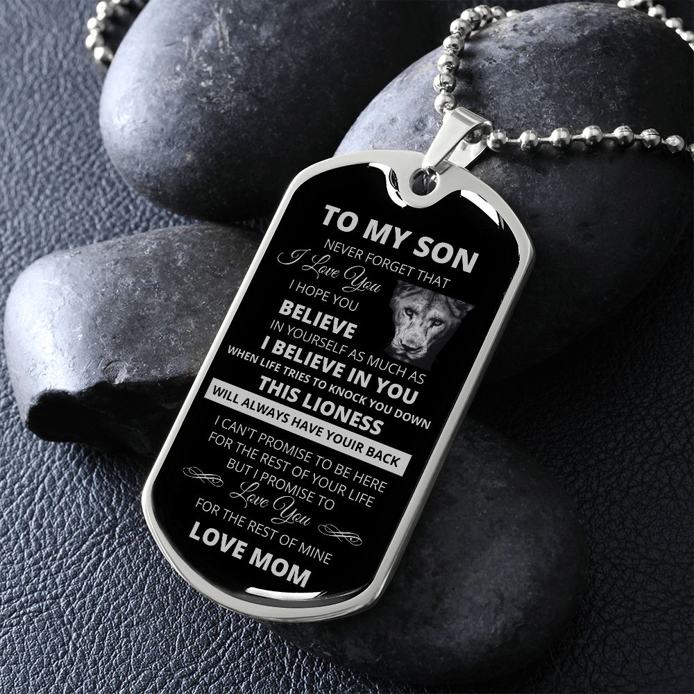 Dog Tag To My Son From Mom Silver
