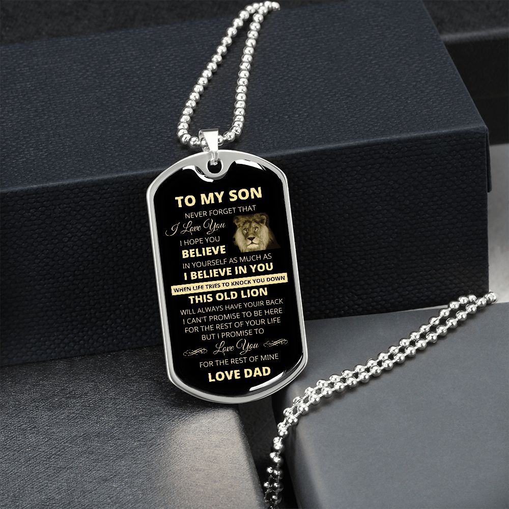 DOG TAG TO MY SON FROM DAD GOLD