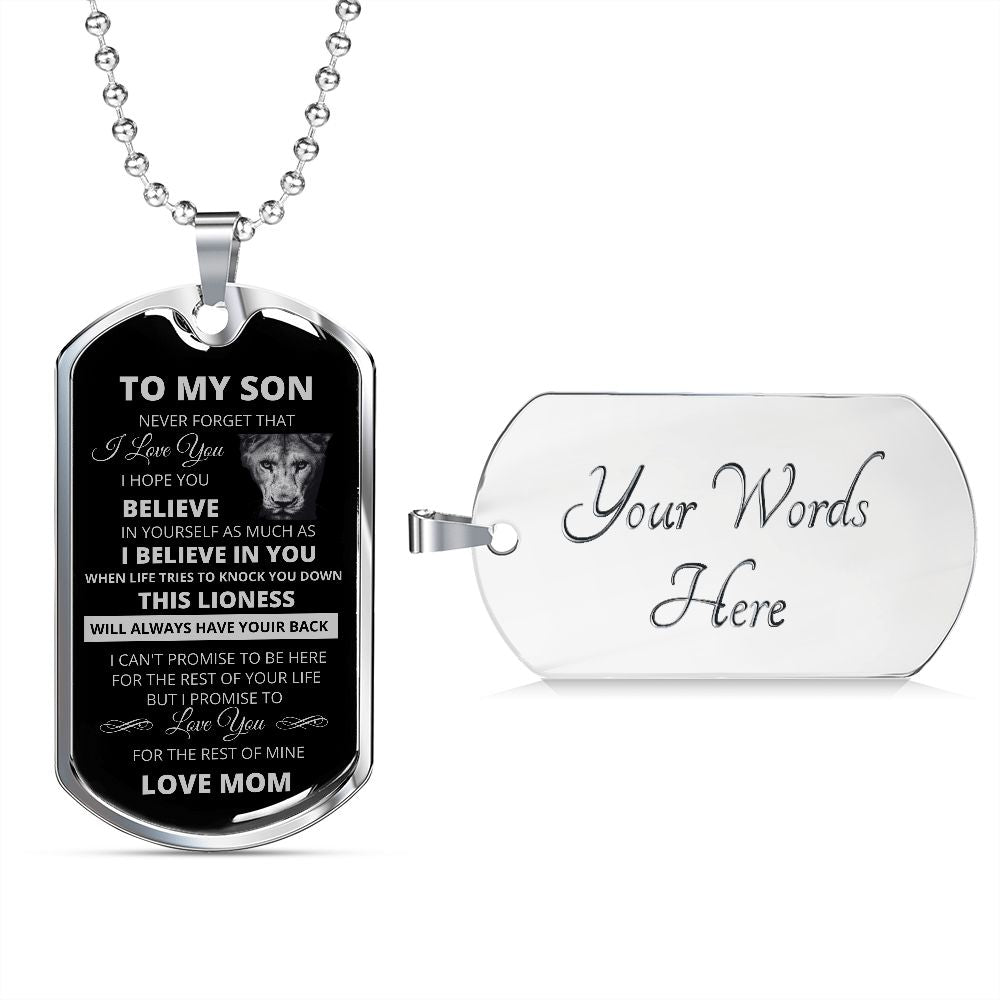 Dog Tag To My Son From Mom Silver