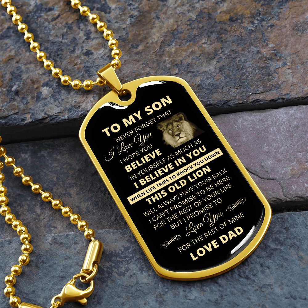 DOG TAG TO MY SON FROM DAD GOLD
