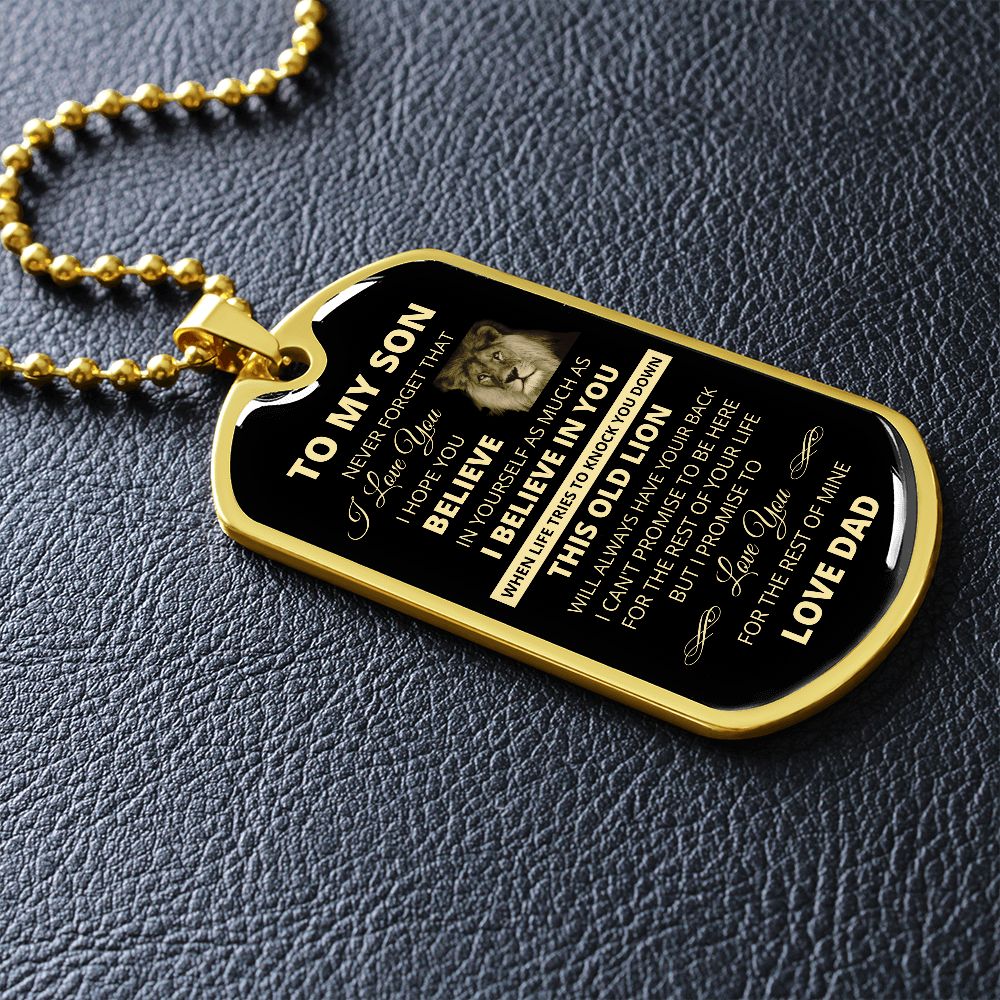 DOG TAG TO MY SON FROM DAD GOLD