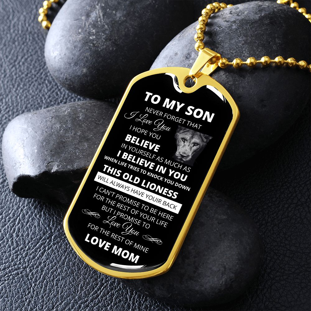 DOG TAG TO MY SON LOVE MOM