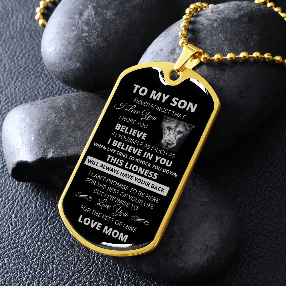 Dog Tag To My Son From Mom Silver