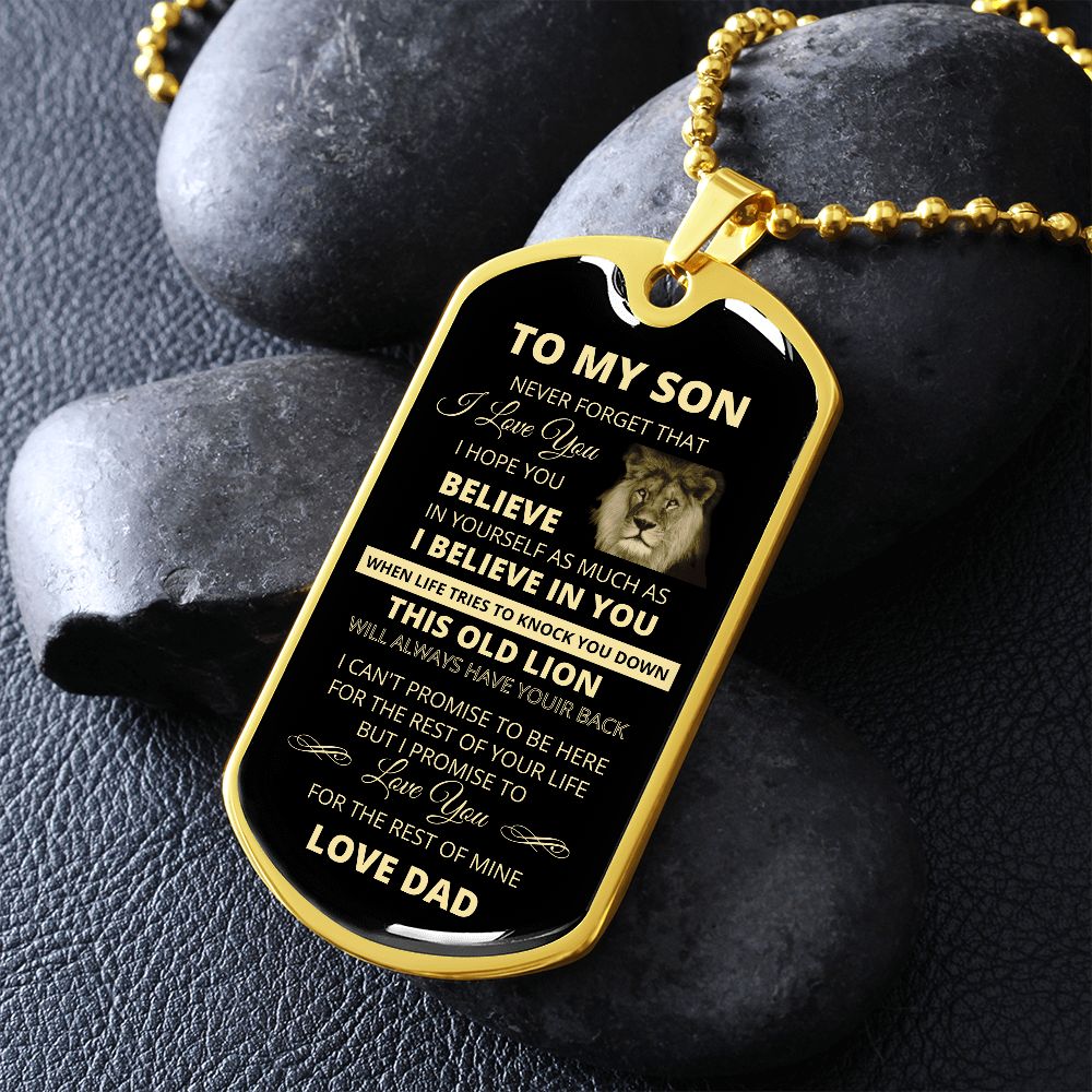 DOG TAG TO MY SON FROM DAD GOLD