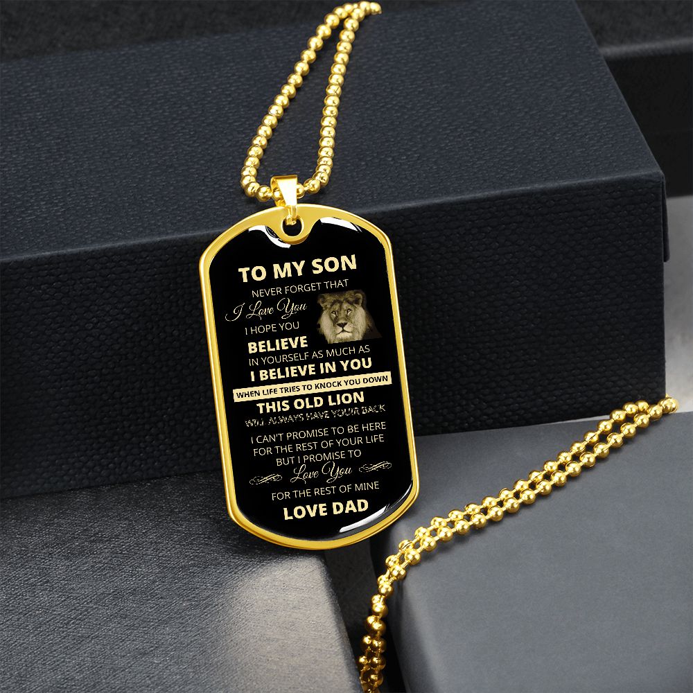 DOG TAG TO MY SON FROM DAD GOLD
