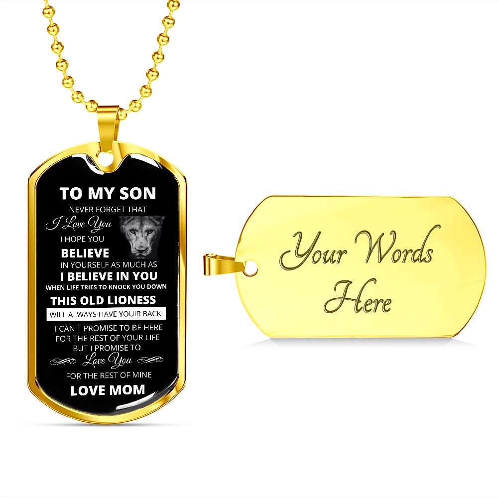 DOG TAG TO MY SON LOVE MOM